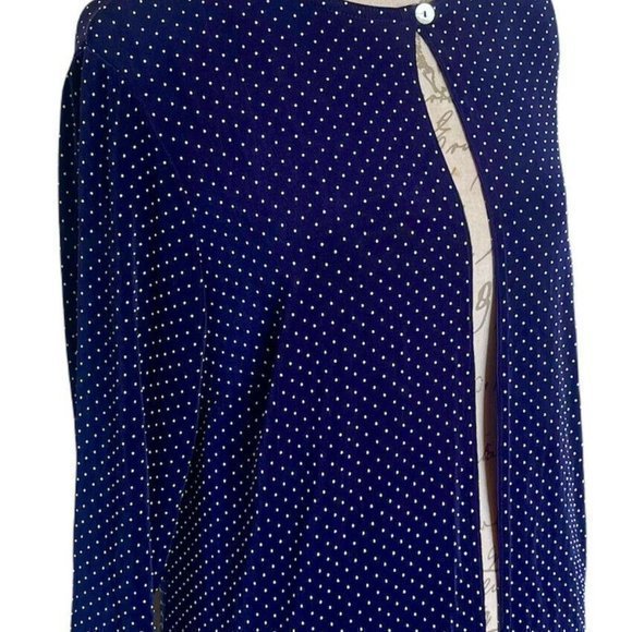 Drapers & Damon Cover up Blouse Top One Button Size 1X Plus Polka Dots Blue - Picture 5 of 12